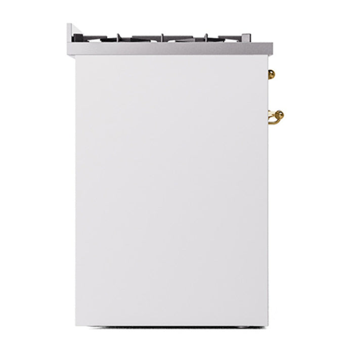 ILVE 30 Inch Nostalgie II Dual Fuel Range with 5 Sealed Burners, Triple Glass Door with Brass Trim