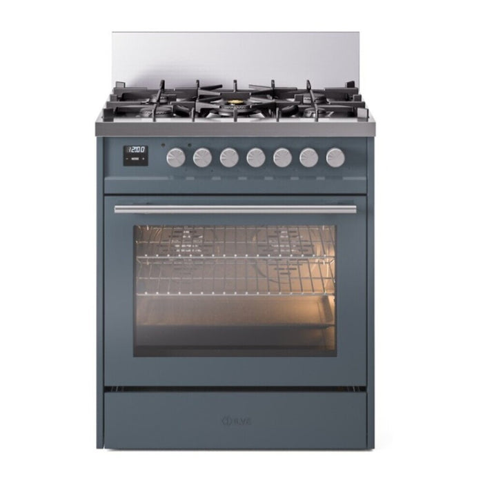 ILVE 30 Inch Professional Plus II Dual Fuel Range with 5 Sealed Burners, Triple Glass Door with Stainless Steel Trim