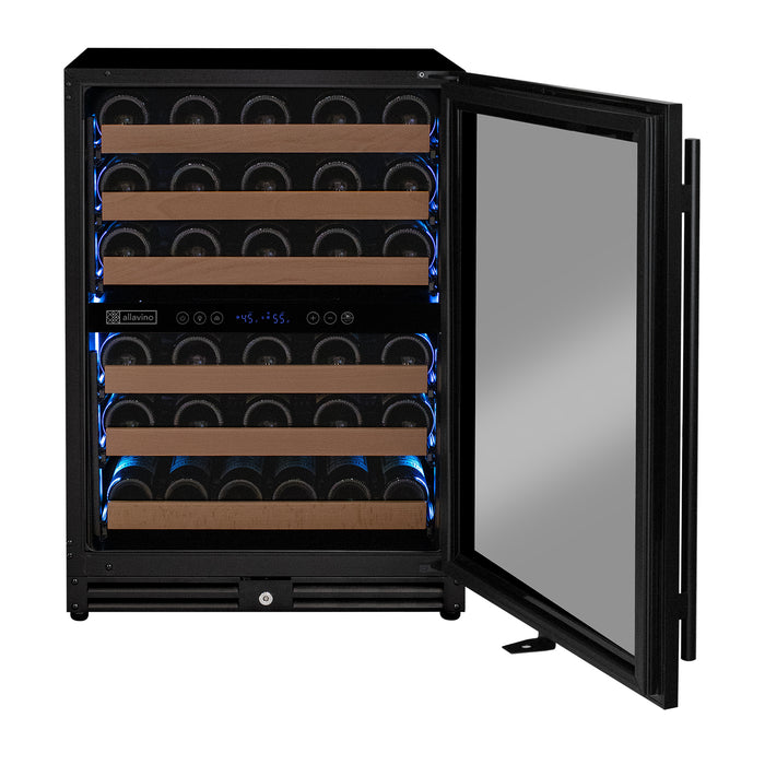 Allavino Reserva Series 56 Bottle Dual Zone Built-in Luxury Wine Right Hinge Refrigerator with Black Door