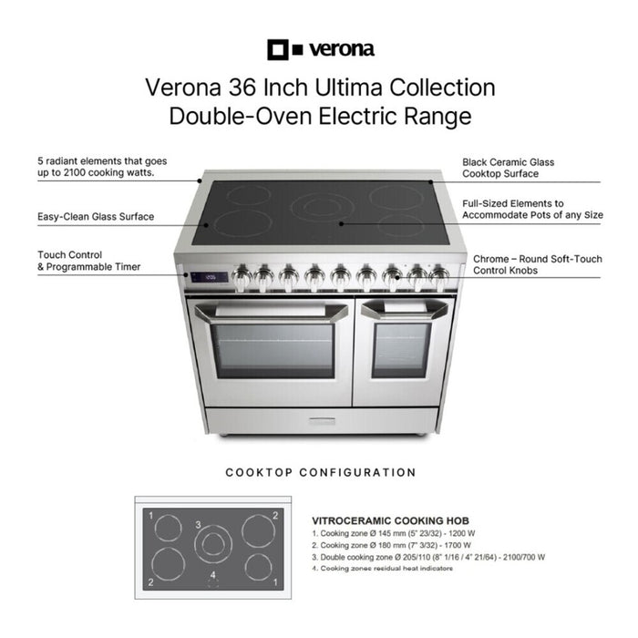 Verona 36 Inch Ultima Double Oven Electric Range