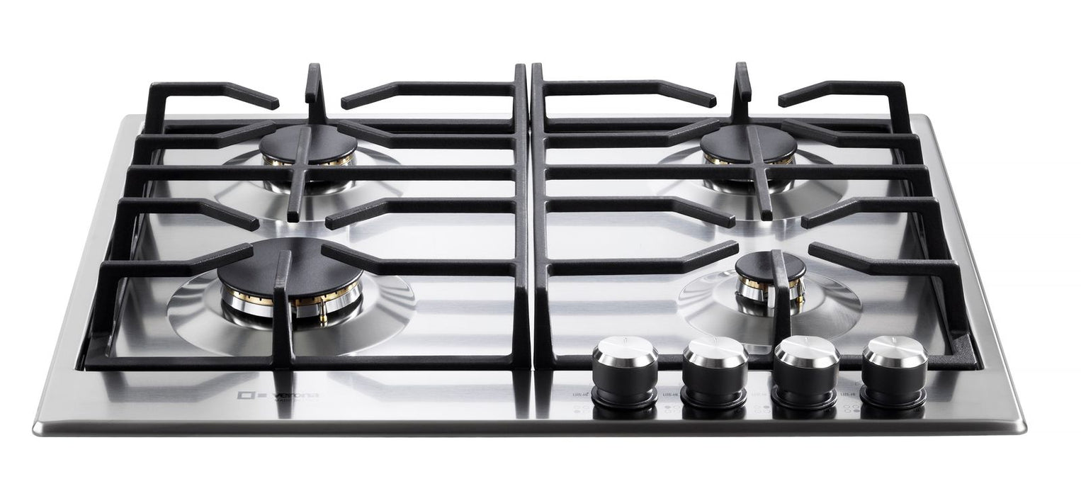 Verona 24 Inch Designer Gas Stainless Steel Cooktop Front