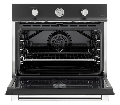 Verona 30 Inch Built In Single Gas Wall Matte Black Oven Open