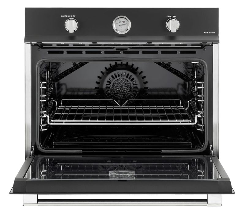 Verona 30 Inch Built In Single Gas Wall Matte Black Oven Open