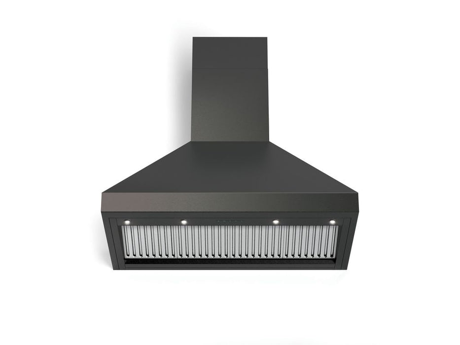 Verona 36 Inch 600 CFM Designer Low Profile Wall Mount Matte Black Range Hood Below