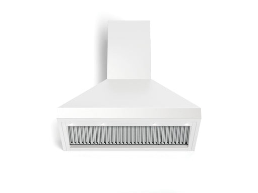 Verona 36 Inch 600 CFM Designer Low Profile Wall Mount White Range Hood Below