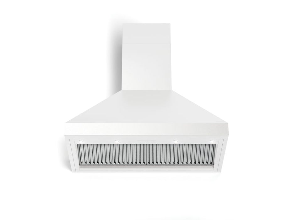 Verona 36 Inch 600 CFM Designer Low Profile Wall Mount White Range Hood Below