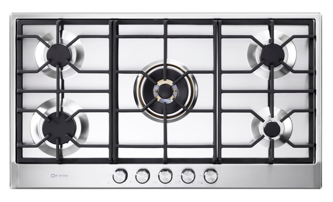 Verona 36 Inch Designer Gas Stainless Steel Cooktop Top