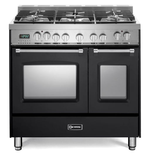 Verona Prestige 36 Inch Freestanding Dual Fuel Double Oven Matte Black Range Main