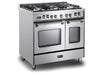 Verona Prestige 36 Inch Freestanding Dual Fuel Double Oven Stainless Steel Range Side