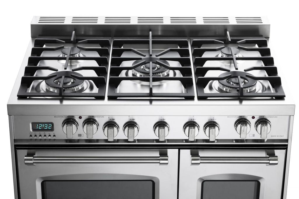 Verona Prestige 36 Inch Freestanding Dual Fuel Double Oven Stainless Steel Range Burners