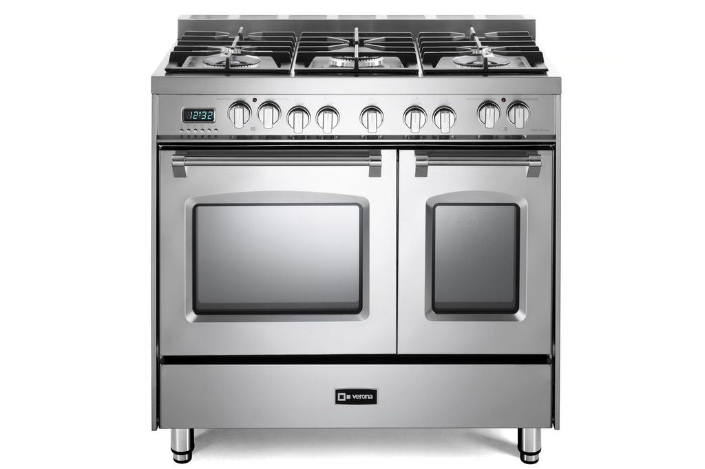 Verona Prestige 36 Inch Freestanding Dual Fuel Double Oven Stainless Steel Range Main