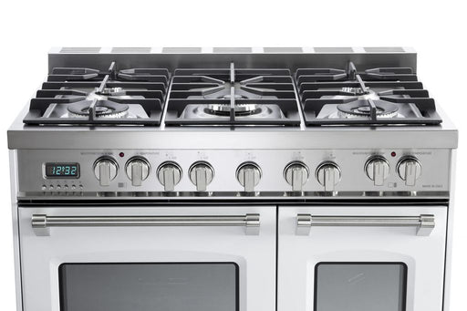 Verona Prestige 36 Inch Freestanding Dual Fuel Double Oven White Range Burners