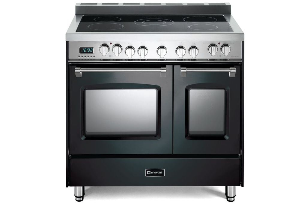 Verona Prestige 36 Inch Freestanding Electric Glass Top Double Oven Matte Black Range Main