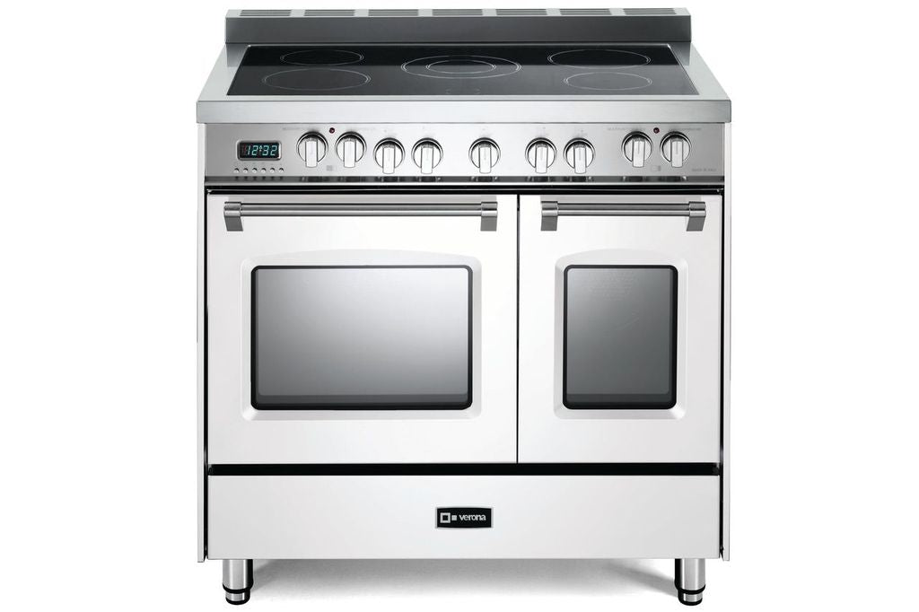 Verona Prestige 36 Inch Freestanding Electric Glass Top Double Oven White Range Main