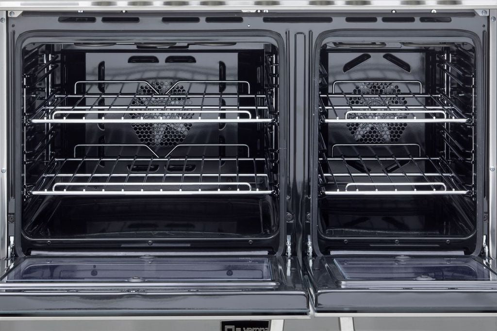 Verona Prestige 36 Inch Freestanding Gas Double Oven Stainless Steel Range Open
