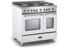 Verona Prestige 36 Inch Freestanding Gas Double Oven White Range Side