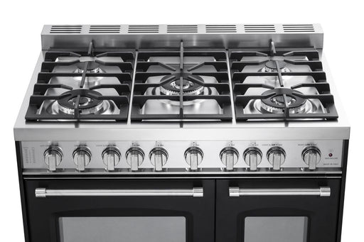 Verona Prestige 36 Inch Freestanding Gas Double Oven Matte Black Range Burners