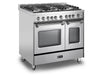 Verona Prestige 36 Inch Freestanding Gas Double Oven Stainless Steel Range  Side