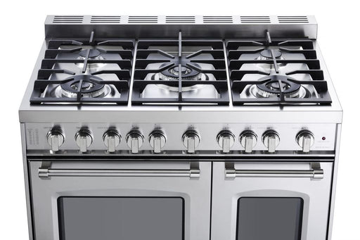 Verona Prestige 36 Inch Freestanding Gas Double Oven Stainless Steel Range Burners