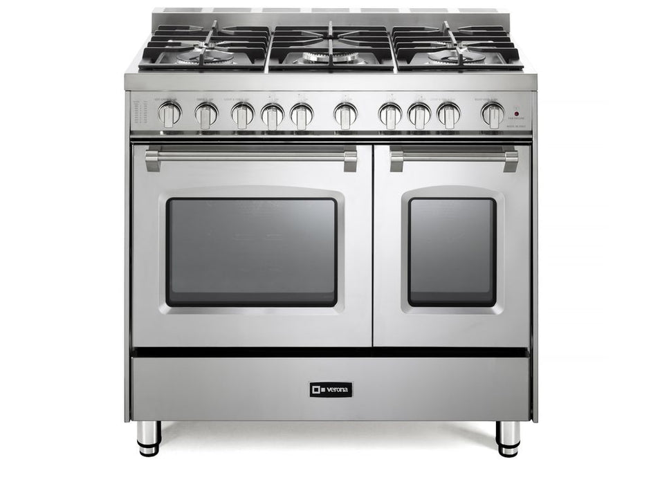 Verona Prestige 36 Inch Freestanding Gas Double Oven Stainless Steel Range Main