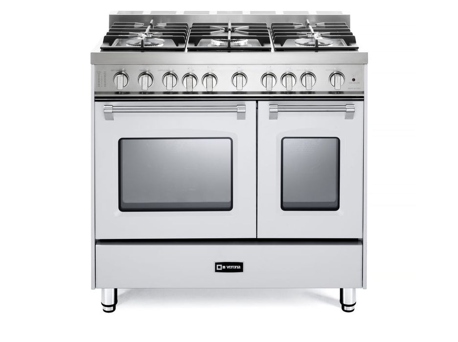 Verona Prestige 36 Inch Freestanding Gas Double Oven White Range Main