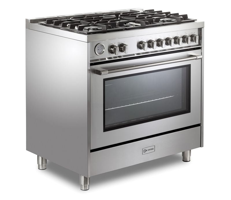 Verona Prima 36 Inch Freestanding Stainless Steel Gas Range Side