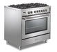 Verona Prima 36 Inch Freestanding Stainless Steel Dual Fuel Range Sde