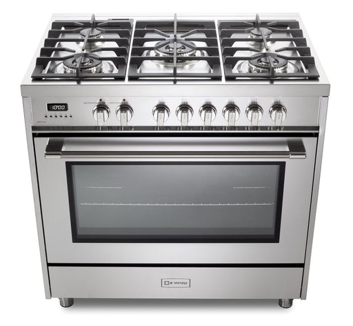 Verona Prima 36 Inch Freestanding Stainless Steel Dual Fuel Range Burners