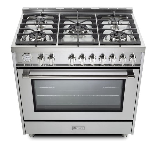 Verona Prima 36 Inch Freestanding Stainless Steel Gas Range Burners