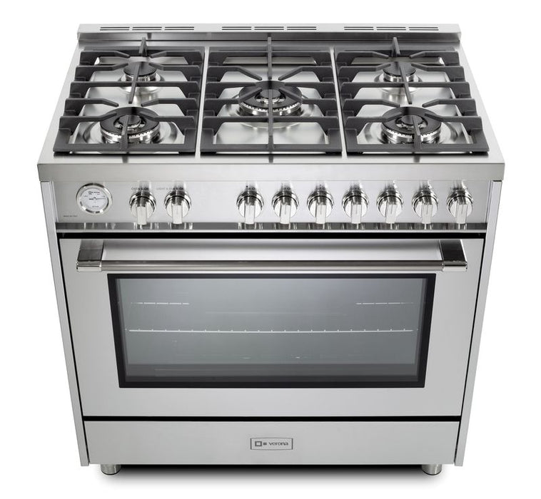 Verona Prima 36 Inch Freestanding Stainless Steel Gas Range Burners