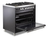 Verona Ultima 36 Inch Freestanding Matte Black Dual Fuel Range Open