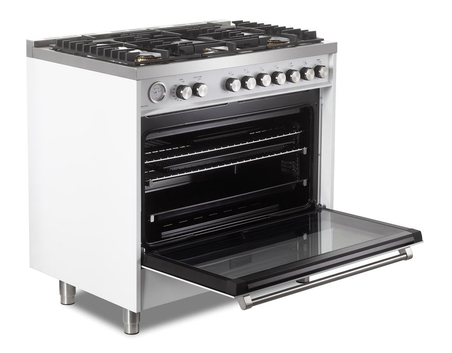 Verona Ultima 36 Inch Freestanding White Gas Range Open