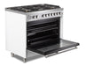 Verona Ultima 36 Inch Freestanding White Gas Range Open