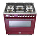 Verona Ultima 36 Inch Freestanding Burgundy Gas Range Burners