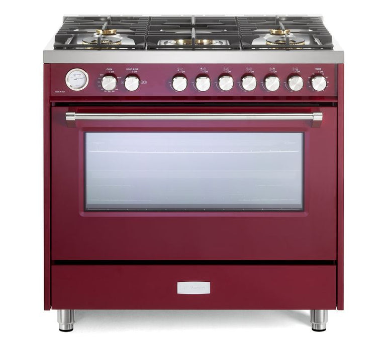 Verona Ultima 36 Inch Freestanding Burgundy Gas Range Main