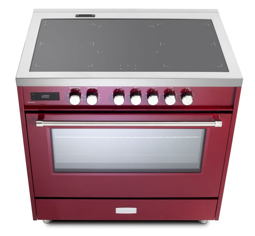 Verona Ultima 36 Inch Freestanding Burgundy Induction Range Range Top