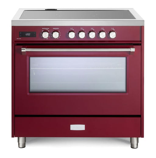Verona Ultima 36 Inch Freestanding Burgundy Induction Range Main