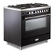 Verona Ultima 36 Inch Freestanding Matte Black Dual Fuel Range Side