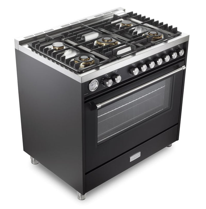 Verona Ultima 36 Inch Freestanding Matte Black Gas Range Burners