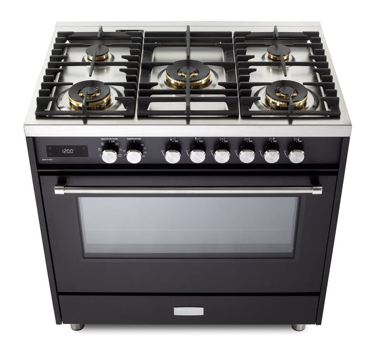 Verona Ultima 36 Inch Freestanding Matte Black Dual Fuel Range Burners