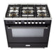 Verona Ultima 36 Inch Freestanding Matte Black Dual Fuel Range Burners