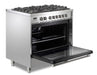 Verona Ultima 36 Inch Freestanding Stainless Steel Dual Fuel Range Open