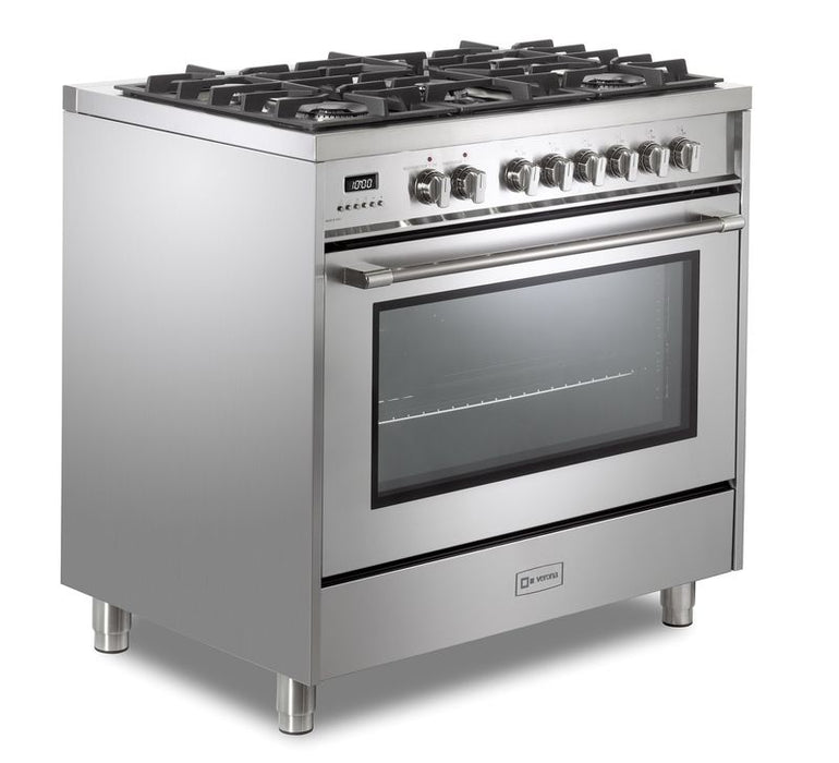 Verona Ultima 36 Inch Freestanding Stainless Steel Dual Fuel Range Side