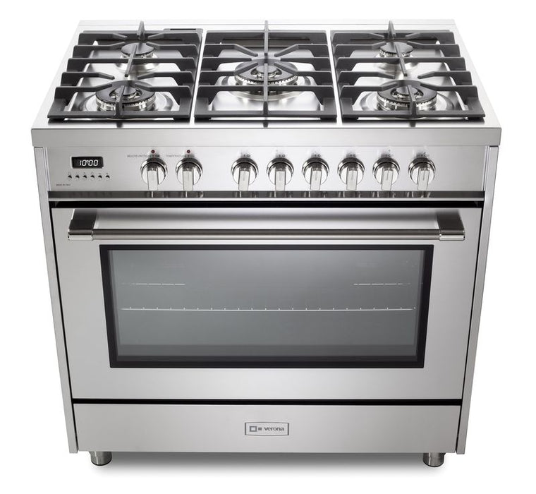 Verona Ultima 36 Inch Freestanding Stainless Steel Dual Fuel Range Burners