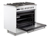 Verona Ultima 36 Inch Freestanding White Dual Fuel Range Open