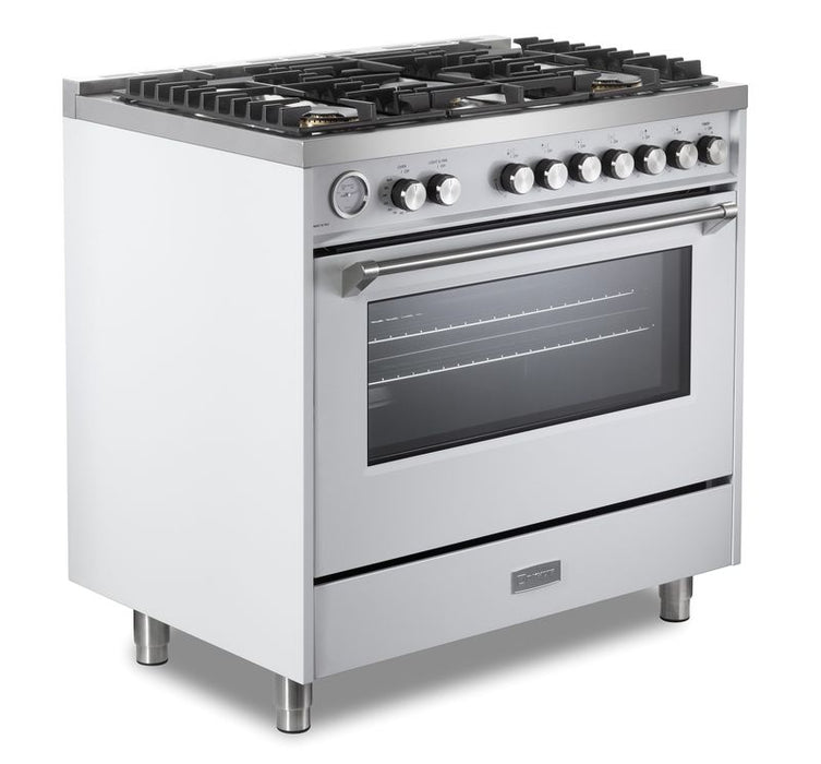 Verona Ultima 36 Inch Freestanding White Gas Range Side