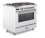 Verona Ultima 36 Inch Freestanding White Dual Fuel Range Side