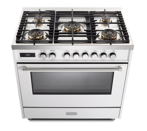Verona Ultima 36 Inch Freestanding White Dual Fuel Range Burners