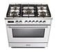 Verona Ultima 36 Inch Freestanding White Dual Fuel Range Burners