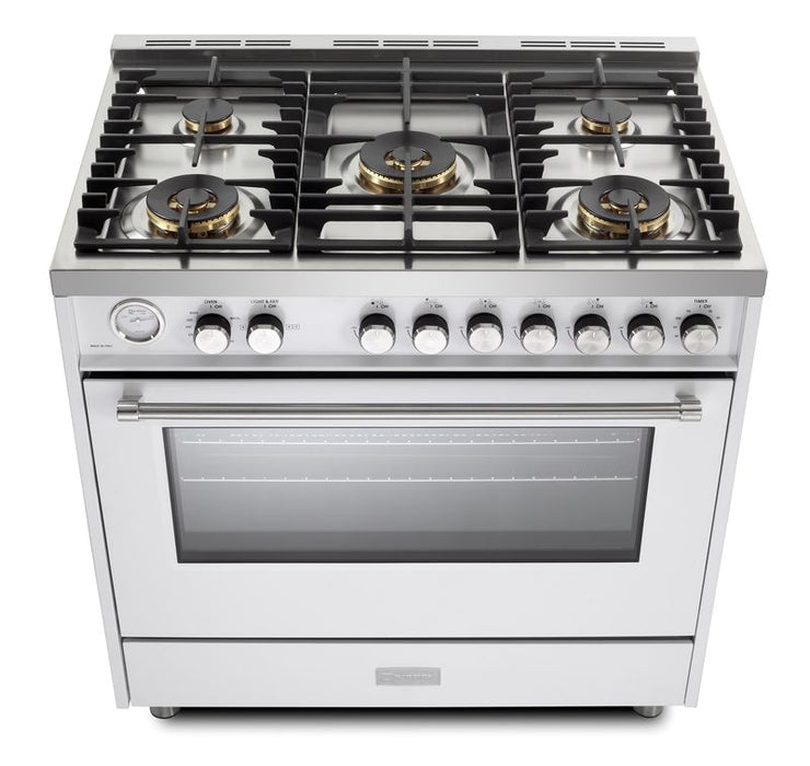 Verona Ultima 36 Inch Freestanding White Gas Range Burners